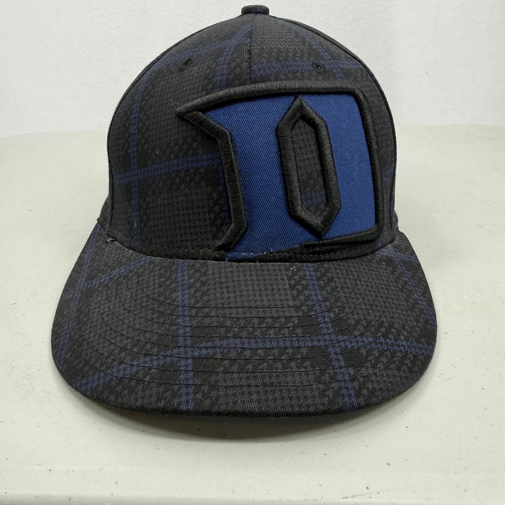 Zephyr‎ Duke Blue Devils Hat M/L Black Blue Plaid Chopped 32/5 Fitted Cap NCAA